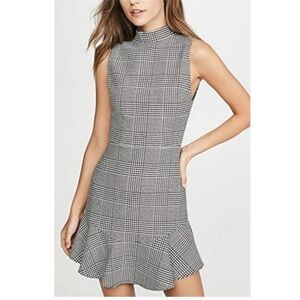 Alice + Olivia Rapunzel Glen Plaid Mockneck Flounce Hem Sheath Dress - Size 8